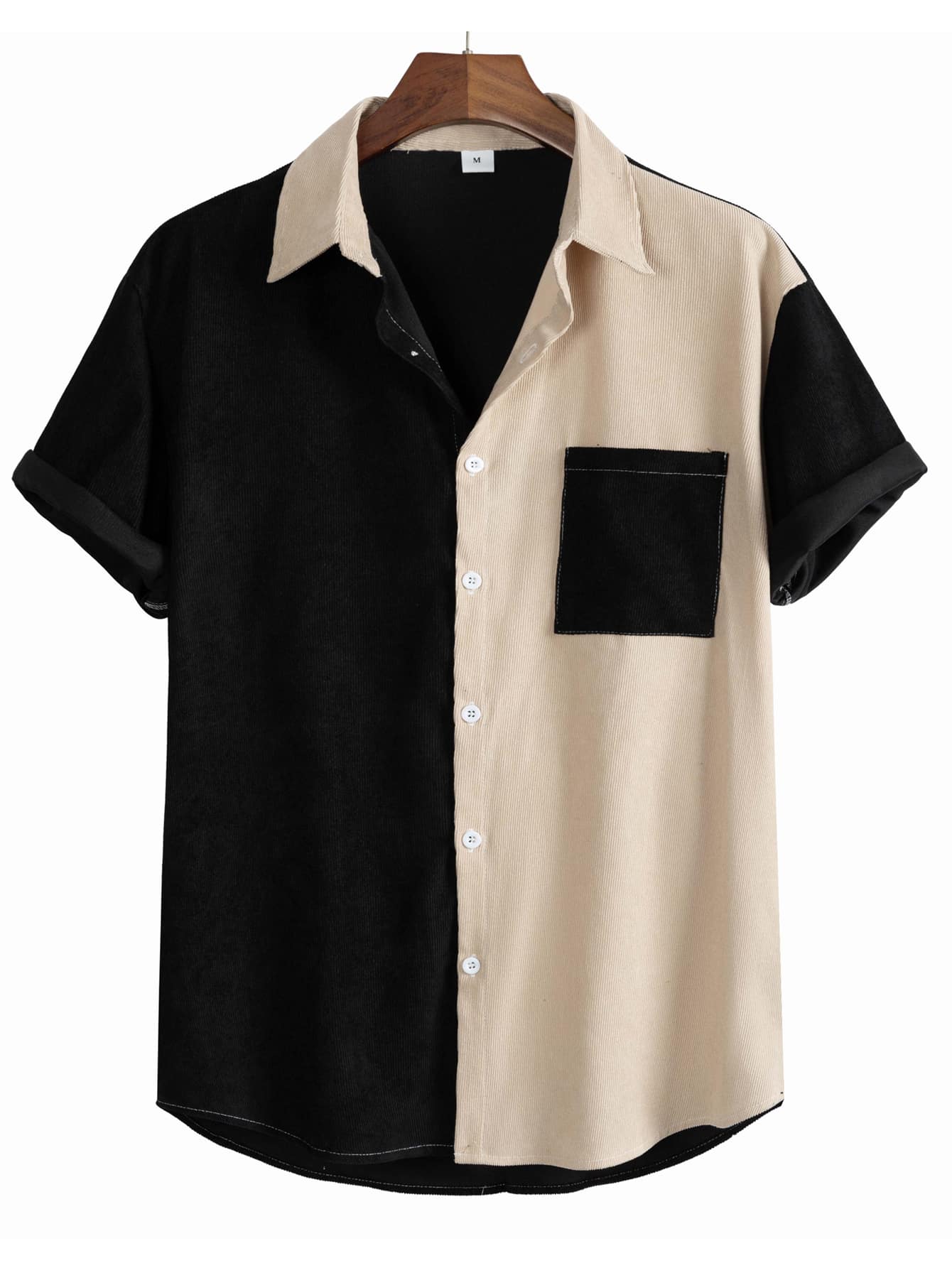ROMWE Prep Guys Color-block Print Shirt Without Tee