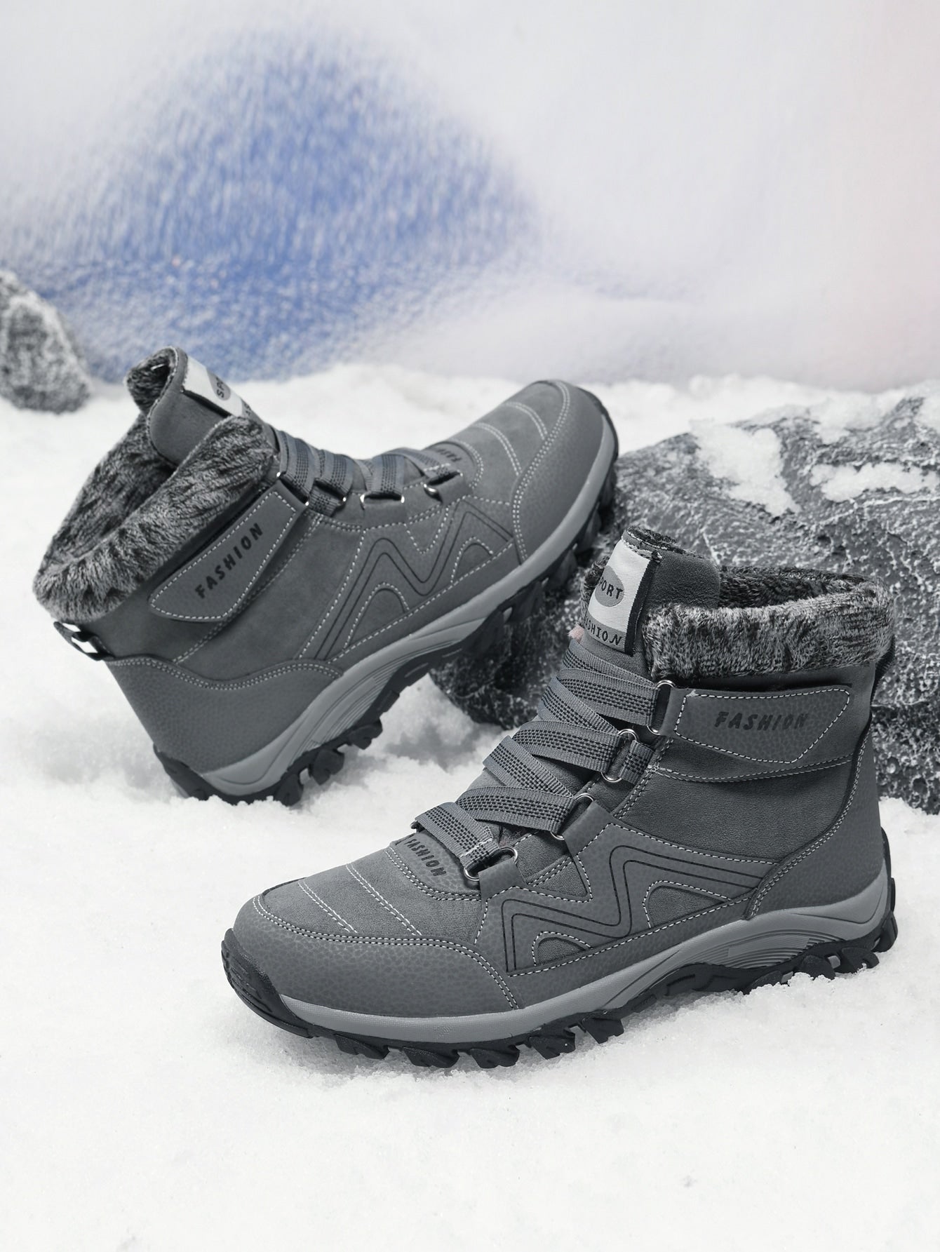 Men's Winter Outdoor Shoes, Running Shoes, Climbing Shoes, Non-slip, Warm Lined, Breathable, High Top, Snow Boots, Mountaineering And Hiking Shoes