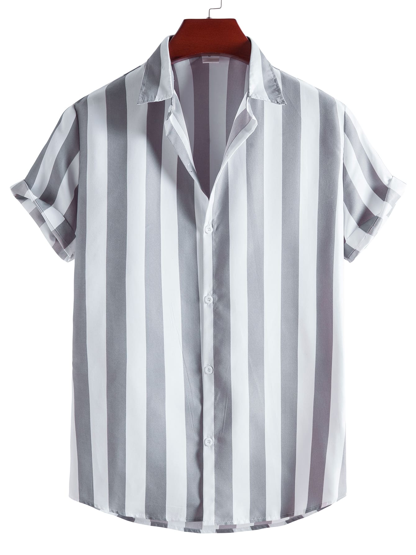 Manfinity Homme Men Vertical Striped Button Up Shirt