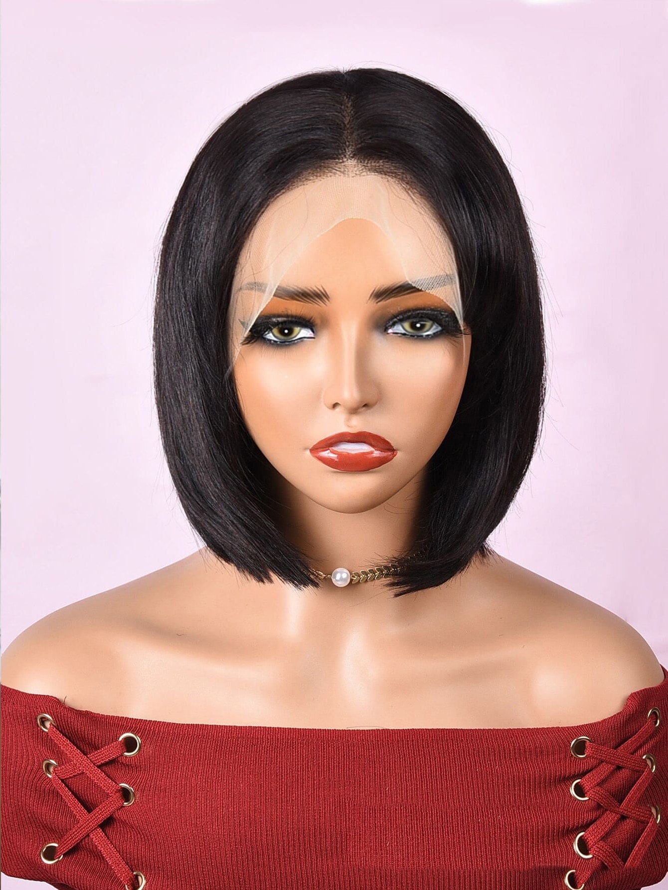 Transparent Lace Straight Bob 13 X 4 Lace Frontal Wig 150%/180% Density 8 Inch #1B Natural Black Color Pre-Plucked Natural Hairline  Lace Remy Short Short Human Hair Top Quality Bob Wig For Women