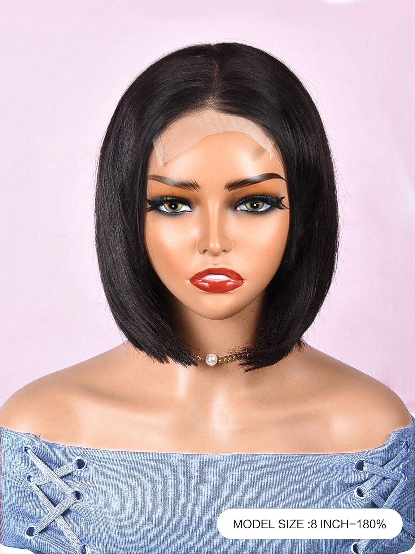 Transparent Lace Short Straight Bob 4 X 4 Lace Closure Wigs 150%/180% Density 8 Inch Natural Black Color Pre-Plucked Natural Hairline  Lace Remy Hair Human Hair Top Quality Wigs For Women