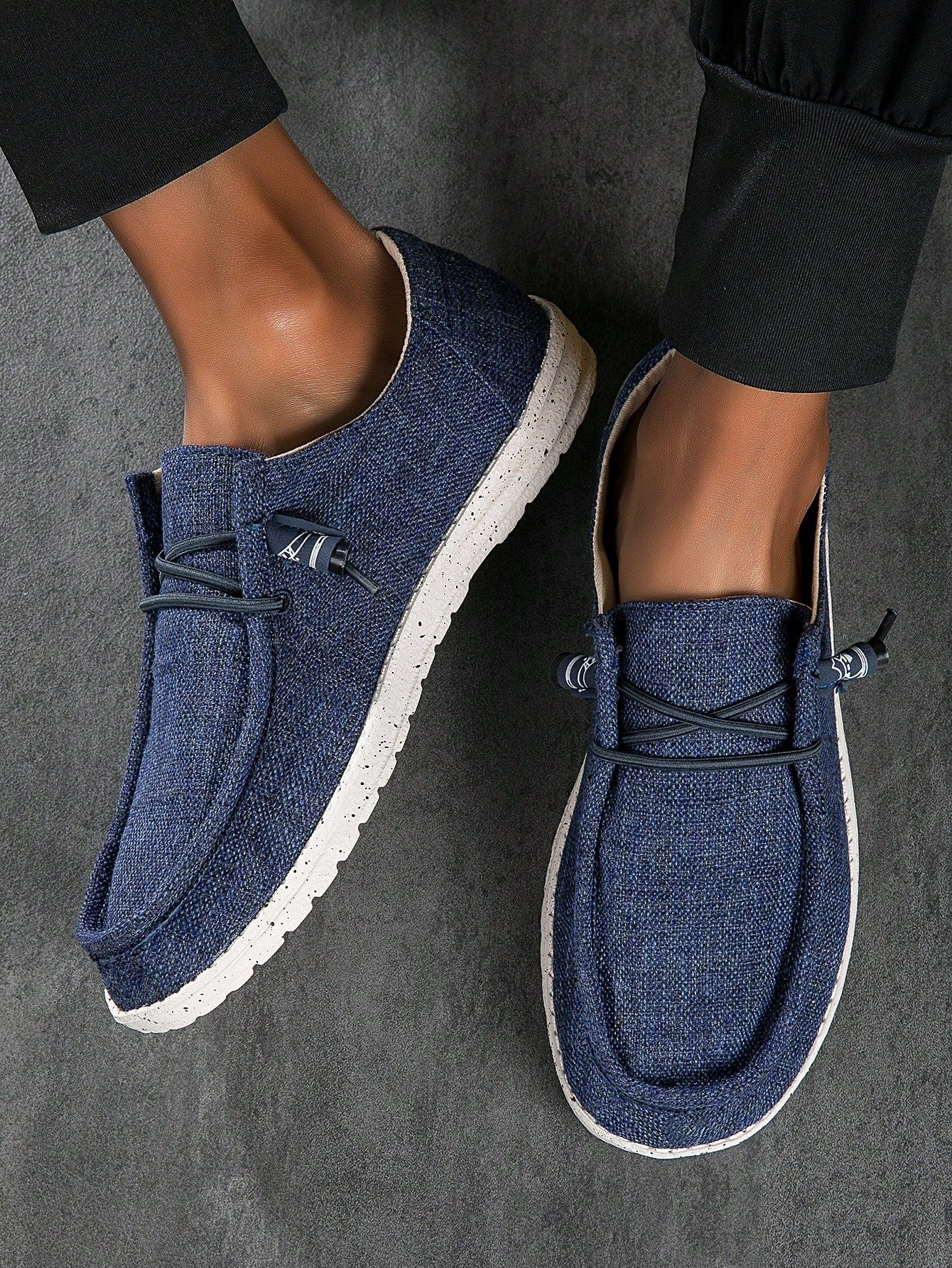 Fashion Blue Loafers For Men, Lace Up Design Boat Shoes