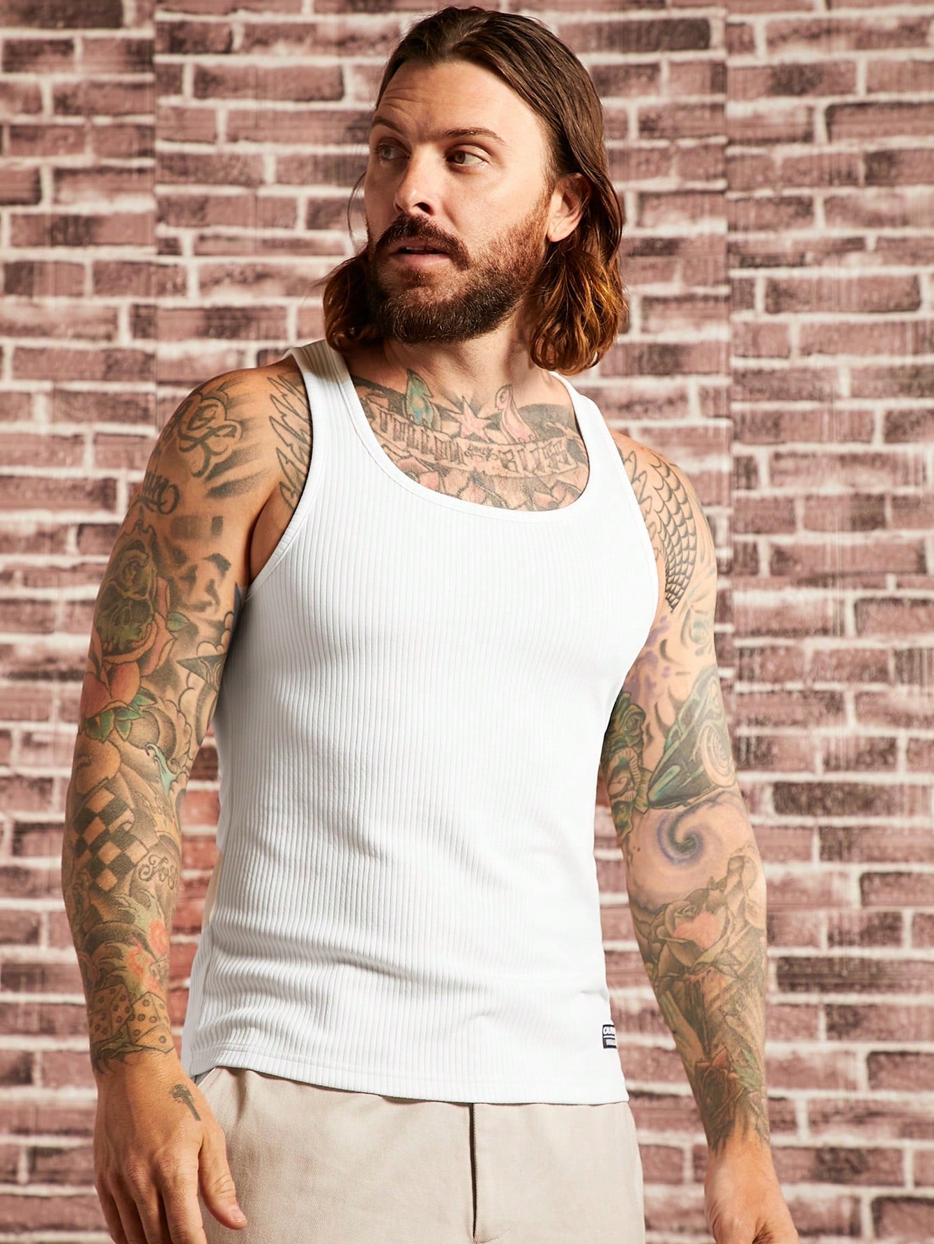 Manfinity LEGND Men Solid Ribbed Knit Tank Top