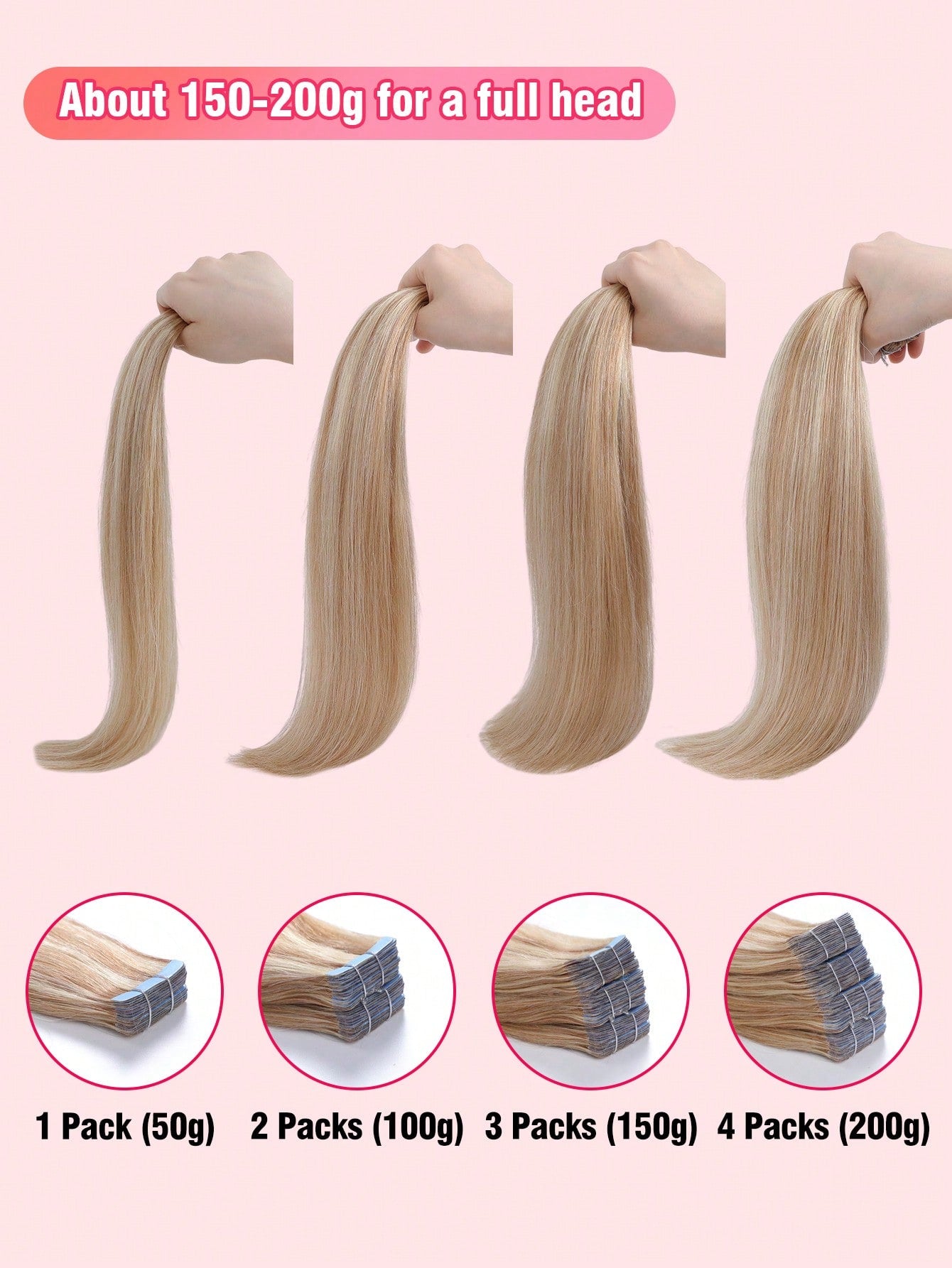 20pcs Straight Tape In 100% Human Hair Extension For Salon Silky Seamless Invisible Balayage Dirty Blonde To Highlight Bleach Blonde For Thin Hair Woman Natural Look Top Quality Highlight Color