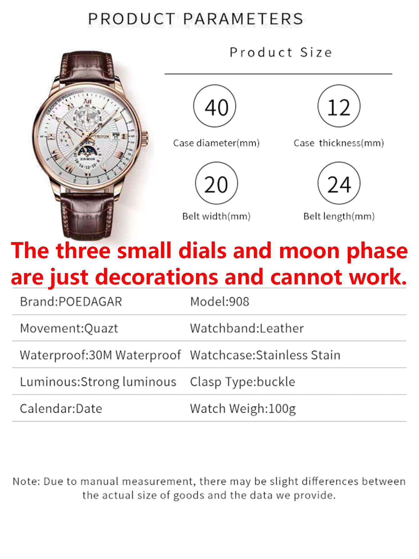 1pc Men's Pu Leather Quartz Wristwatch With Casual Business Style, Calendar And Night Light Function, Water Resistant