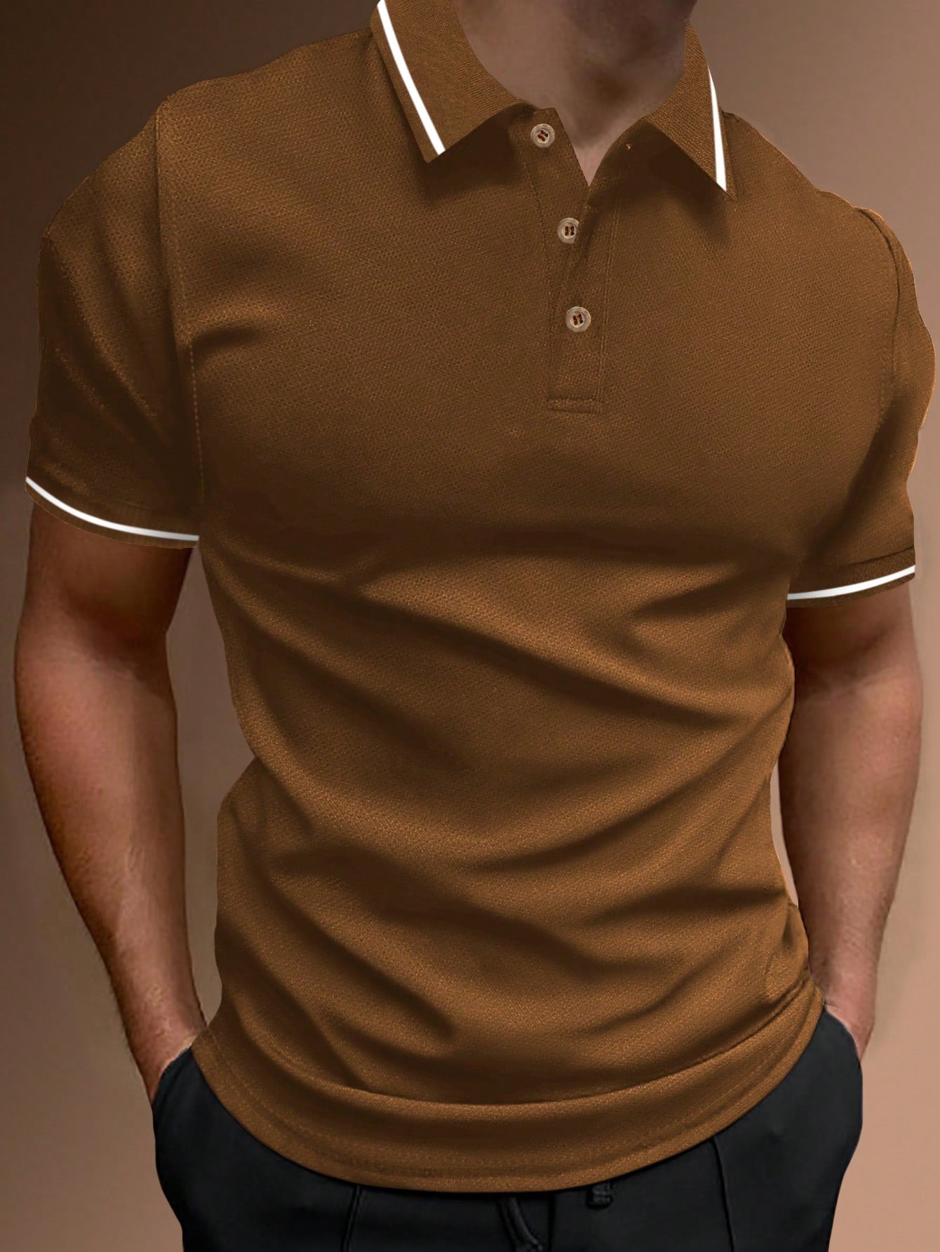 Manfinity Homme Men Contrast Trim Polo Shirt