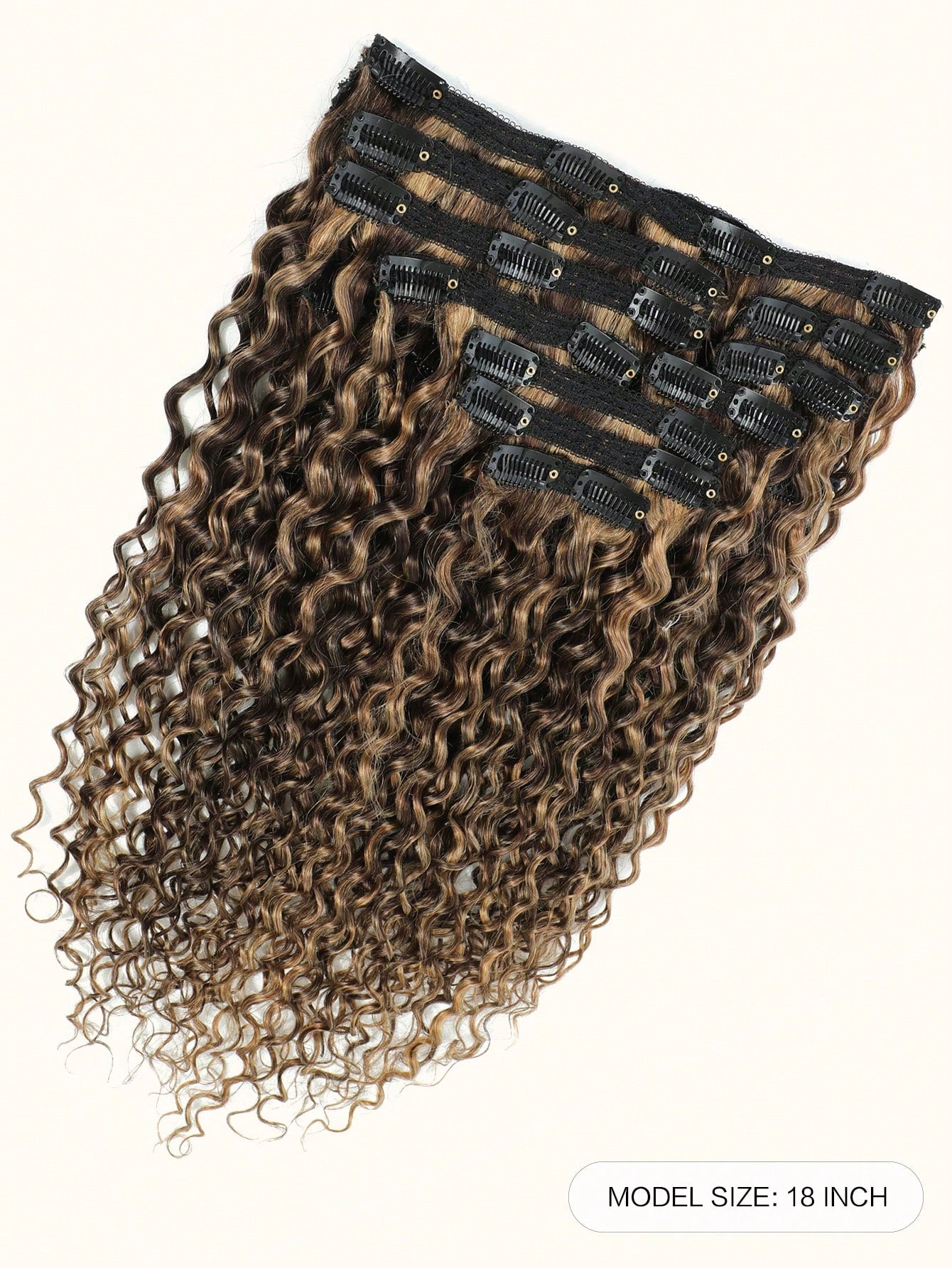 10pcs Water Wave Piano Color 14-20 Inch 150% Density Clip In Human Hair Extension For Women