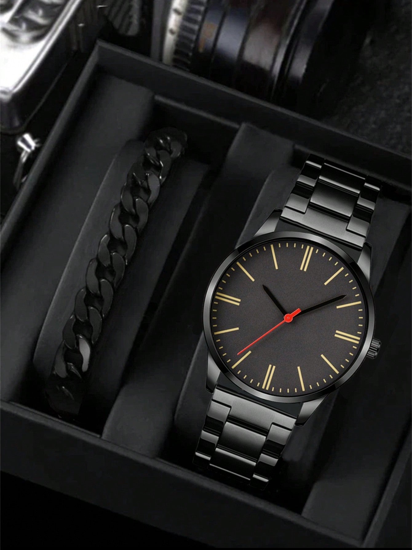 Casual Men's Simple Trendy Sport Quartz Watch Set With 2pcs Watch Bracelets, Suitable For Daily Wear