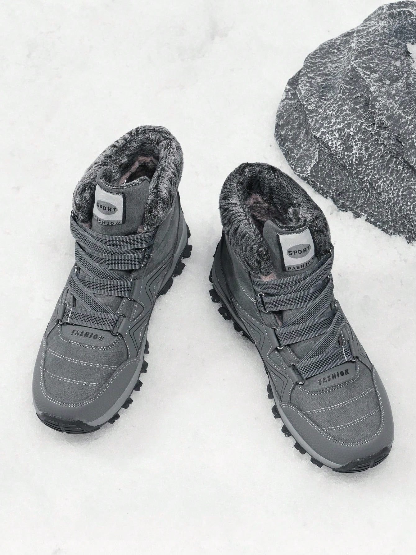 Men's Winter Outdoor Shoes, Running Shoes, Climbing Shoes, Non-slip, Warm Lined, Breathable, High Top, Snow Boots, Mountaineering And Hiking Shoes