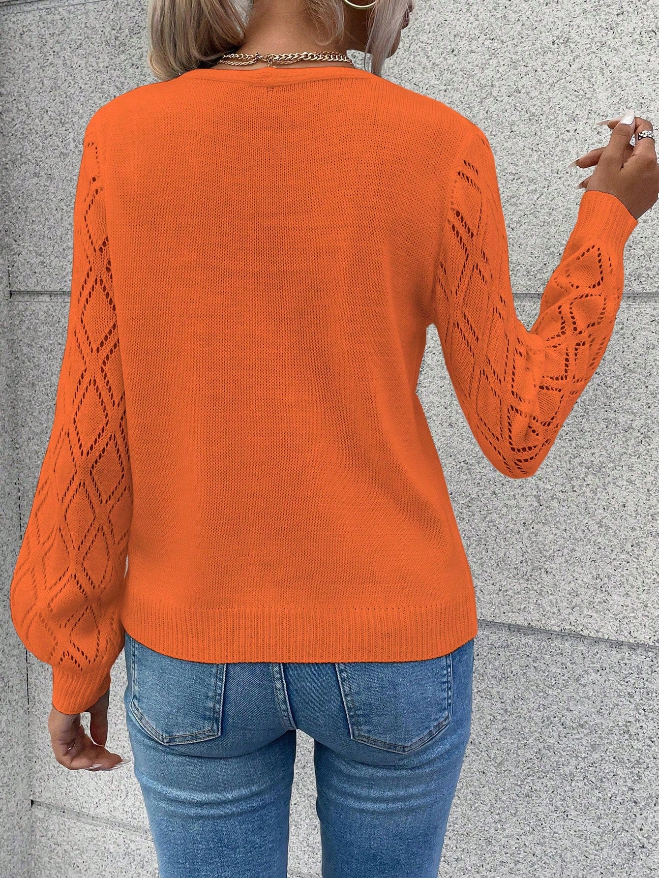 Essnce Button Detail V Neck Sweater