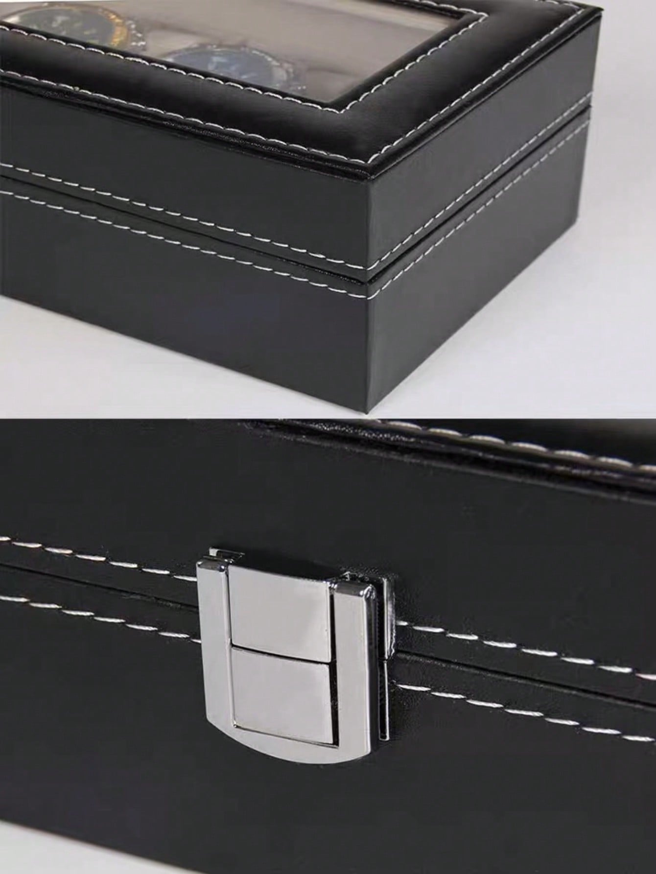 1pc Pu Leather Watch Display Case With Multiple Compartments