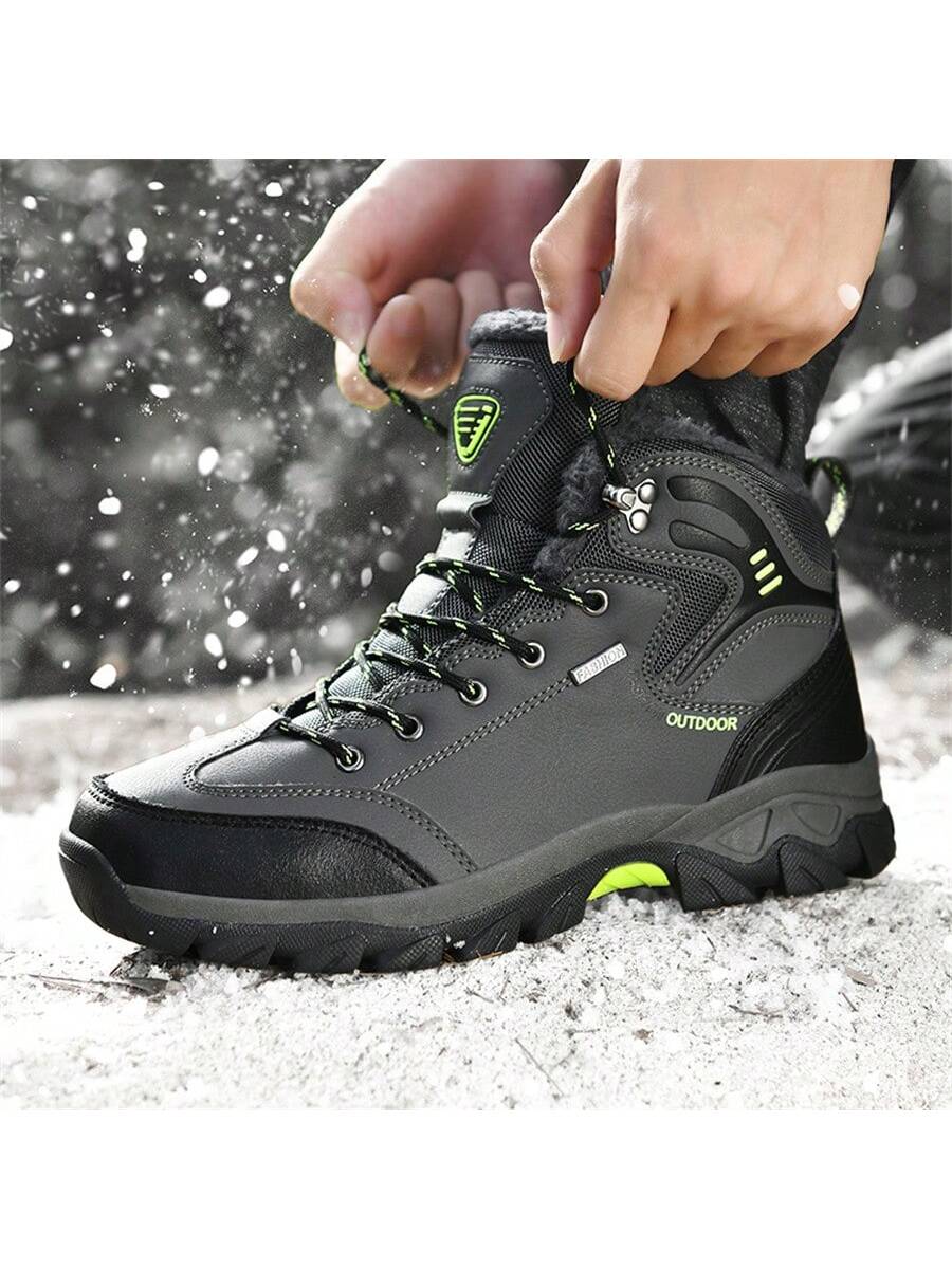 2023 New Pu Leather High Top Men's Boots Anti-skid Plus Size Hiking Shoes Comfortable Outdoor Men's Sports Shoes Braided Lace-up Shoes