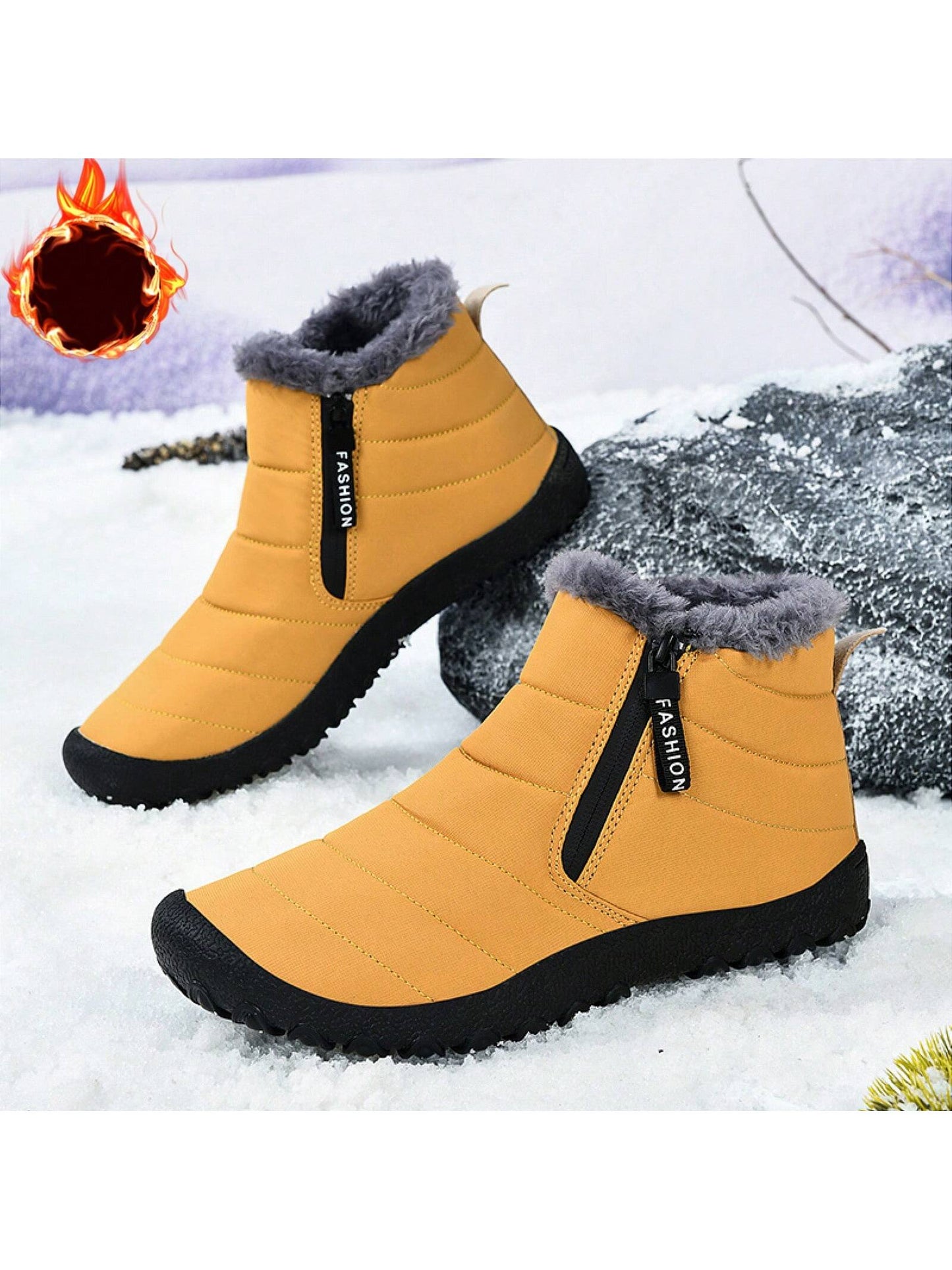 Men's Snow Boots, Waterproof Non Slip Warm Comfy Ankle Boots For Outdoor Hiking Trekking, Winter