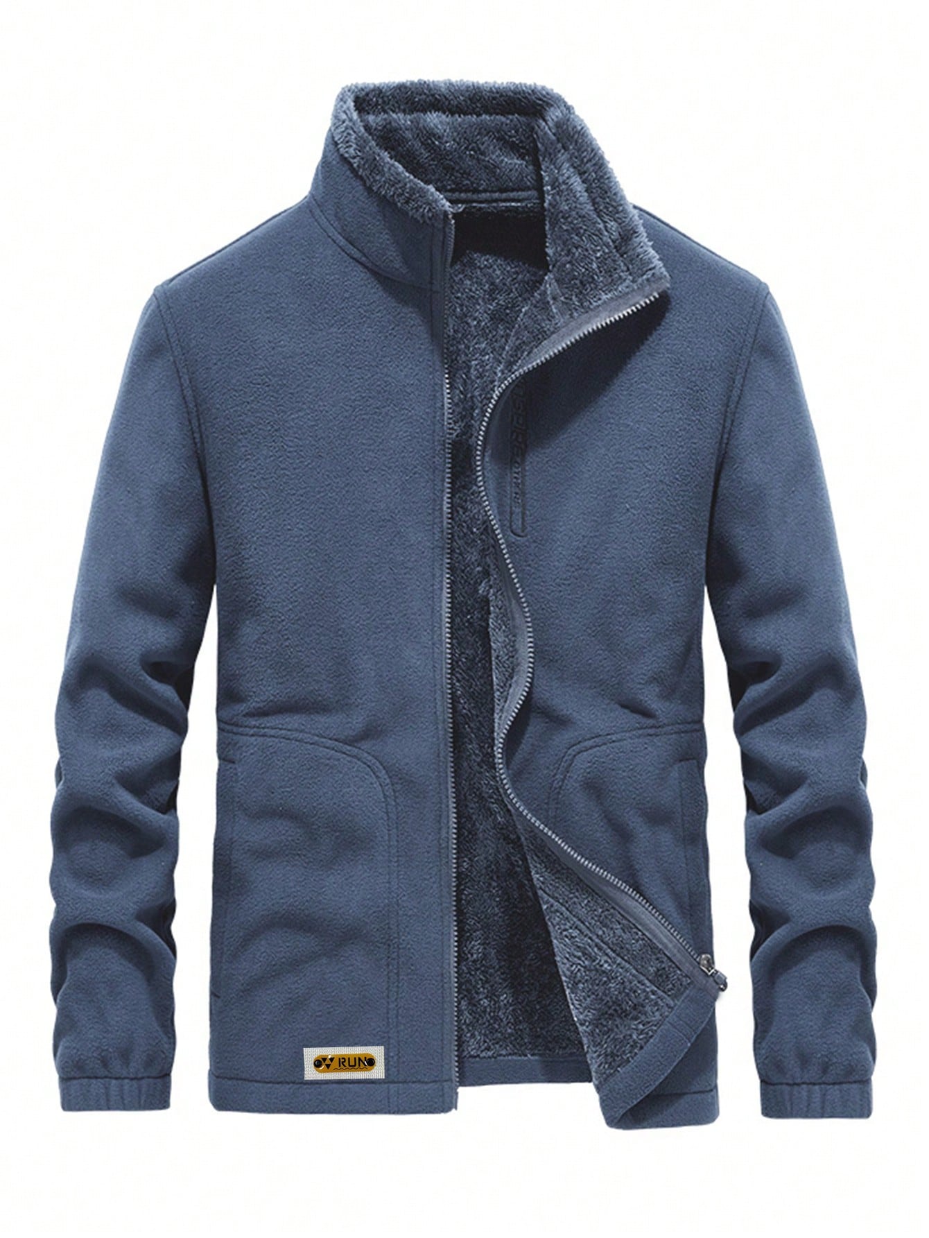 Manfinity Homme Men Patched Detail Teddy Lined Fleece Jacket