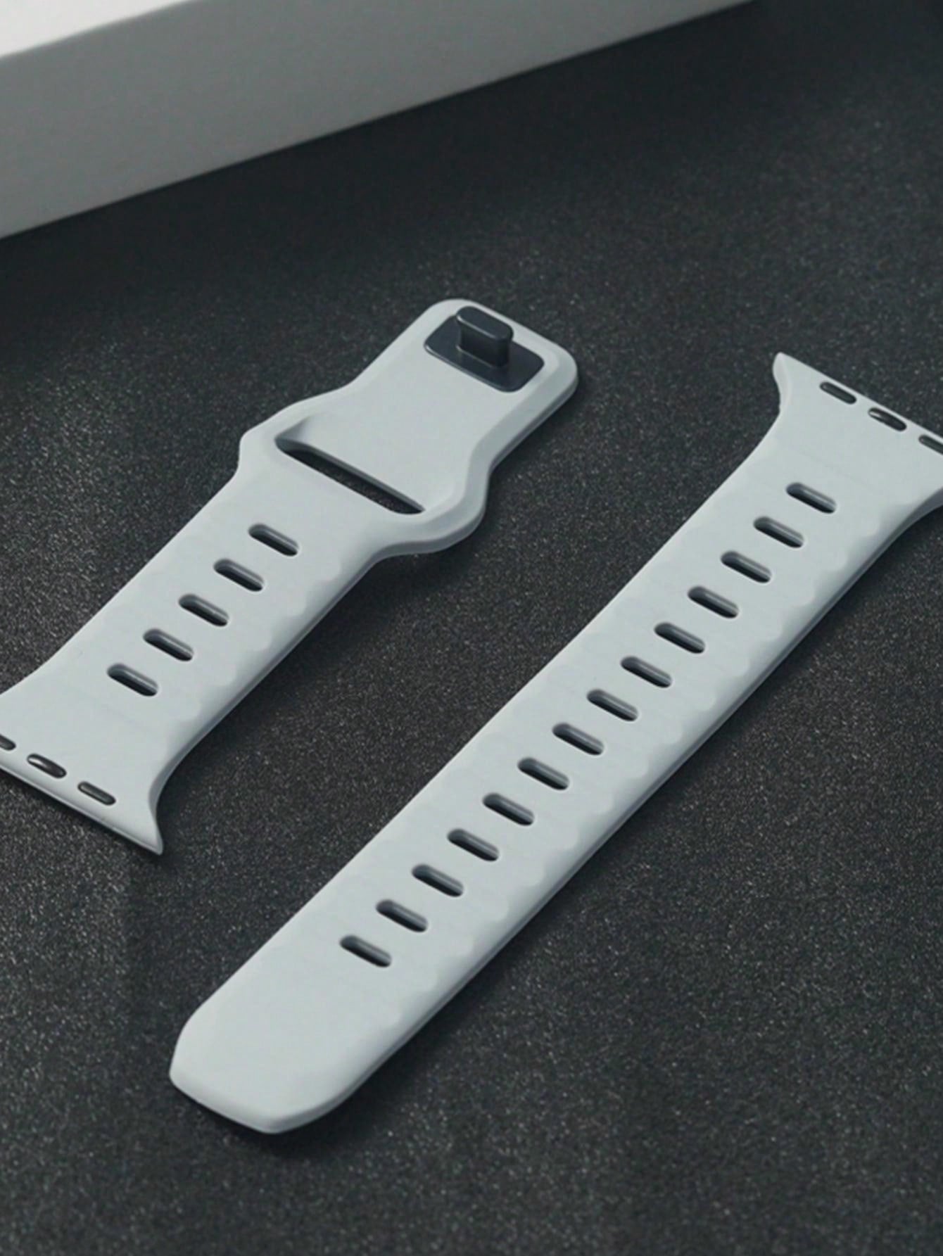 1pc Men Women Grey Sports Square Buckle Silicone Watch Strap for Apple Watch Band 42mm 38mm 40mm 41mm 45mm 49mm 44mm Adjustable Bracelet Wristband for  Series Ultra SE 8 7 6 5 4 3 2 1