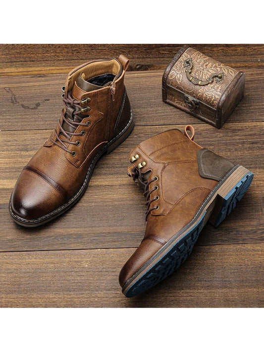 Men's Stylish And Simple Comfortable Lace-up Boots