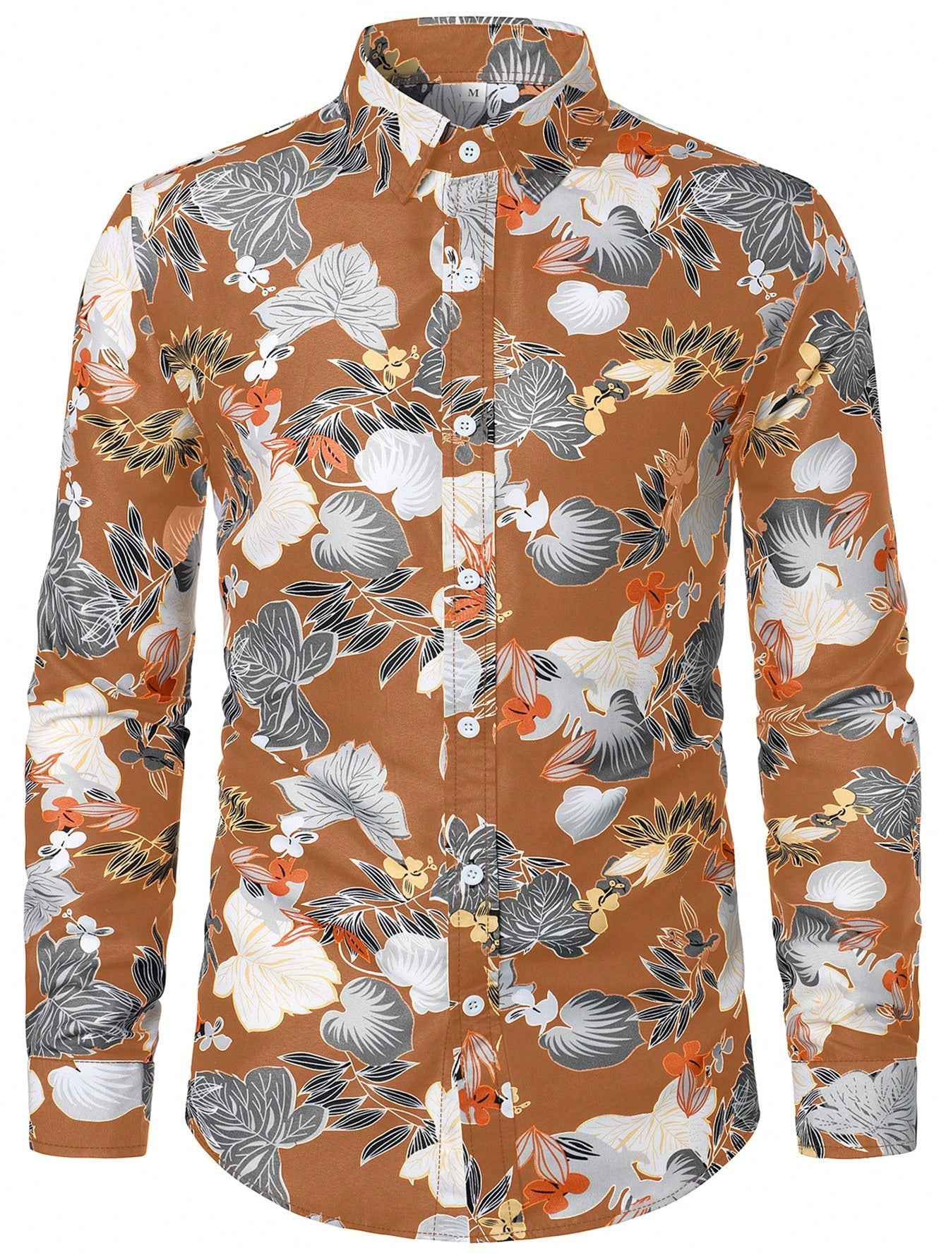 Men Tropical Print Button Up Shirt