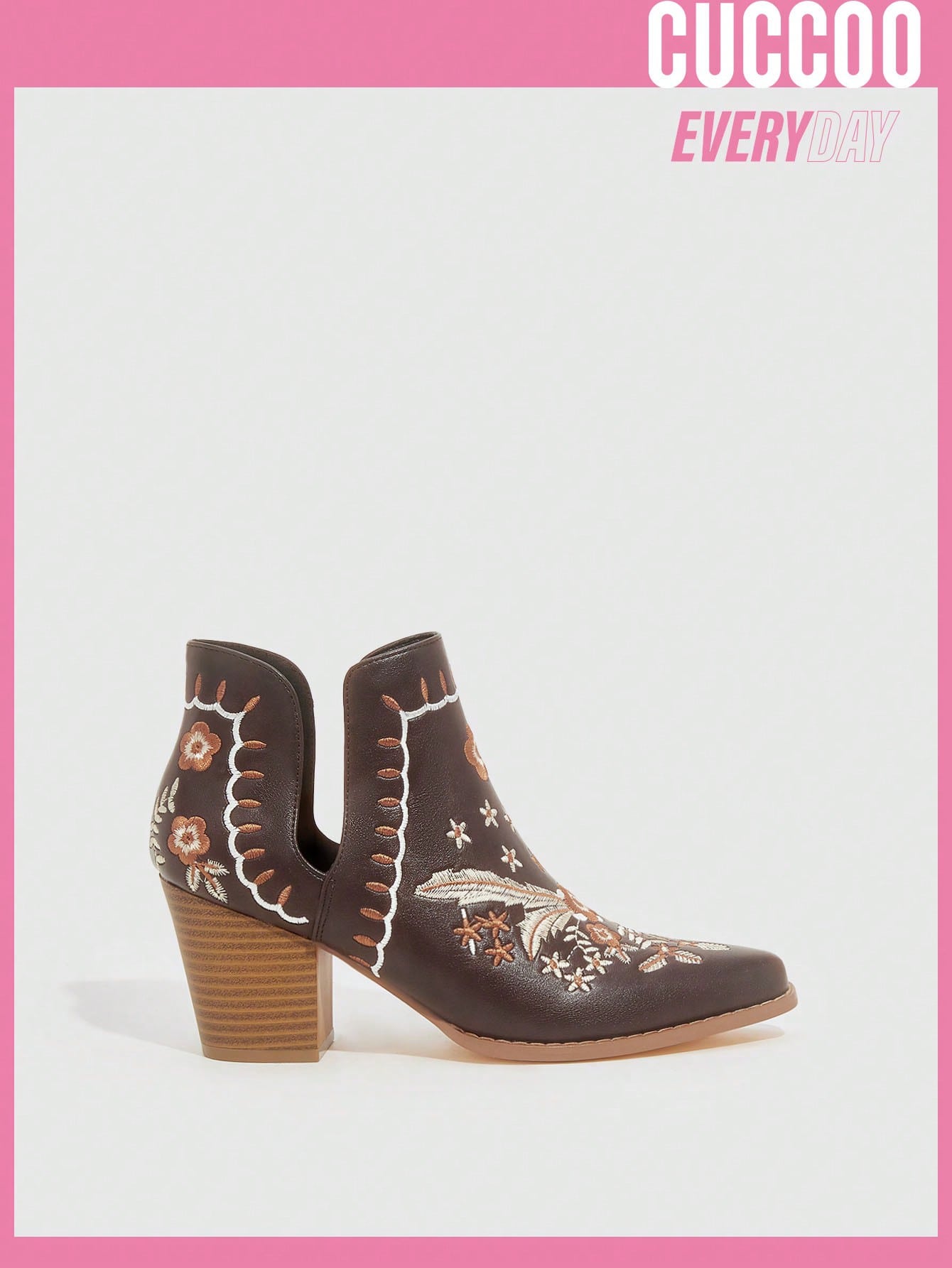 Cuccoo Everyday Collection Fashionable Embroidered Ankle Western Boots
