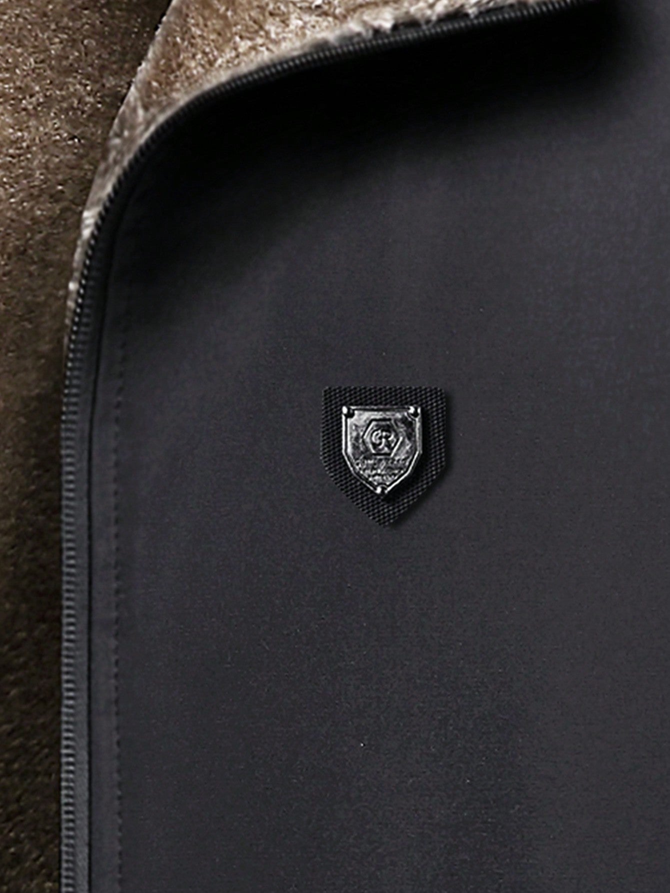 Men's Plush Lined Zipper Jacket, Big Size