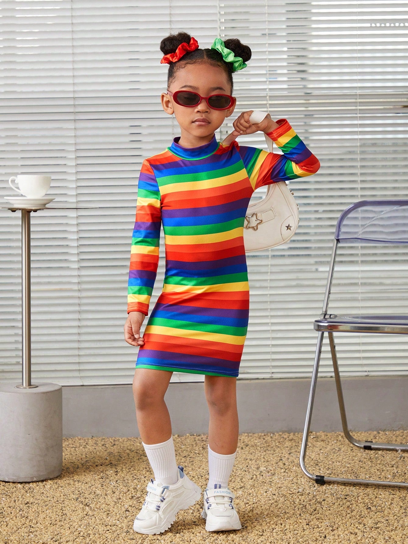 Kids Cooltwn Toddler Girls' Sweet & Cool Striped Knitted Long Sleeve Dress For Daily Wear