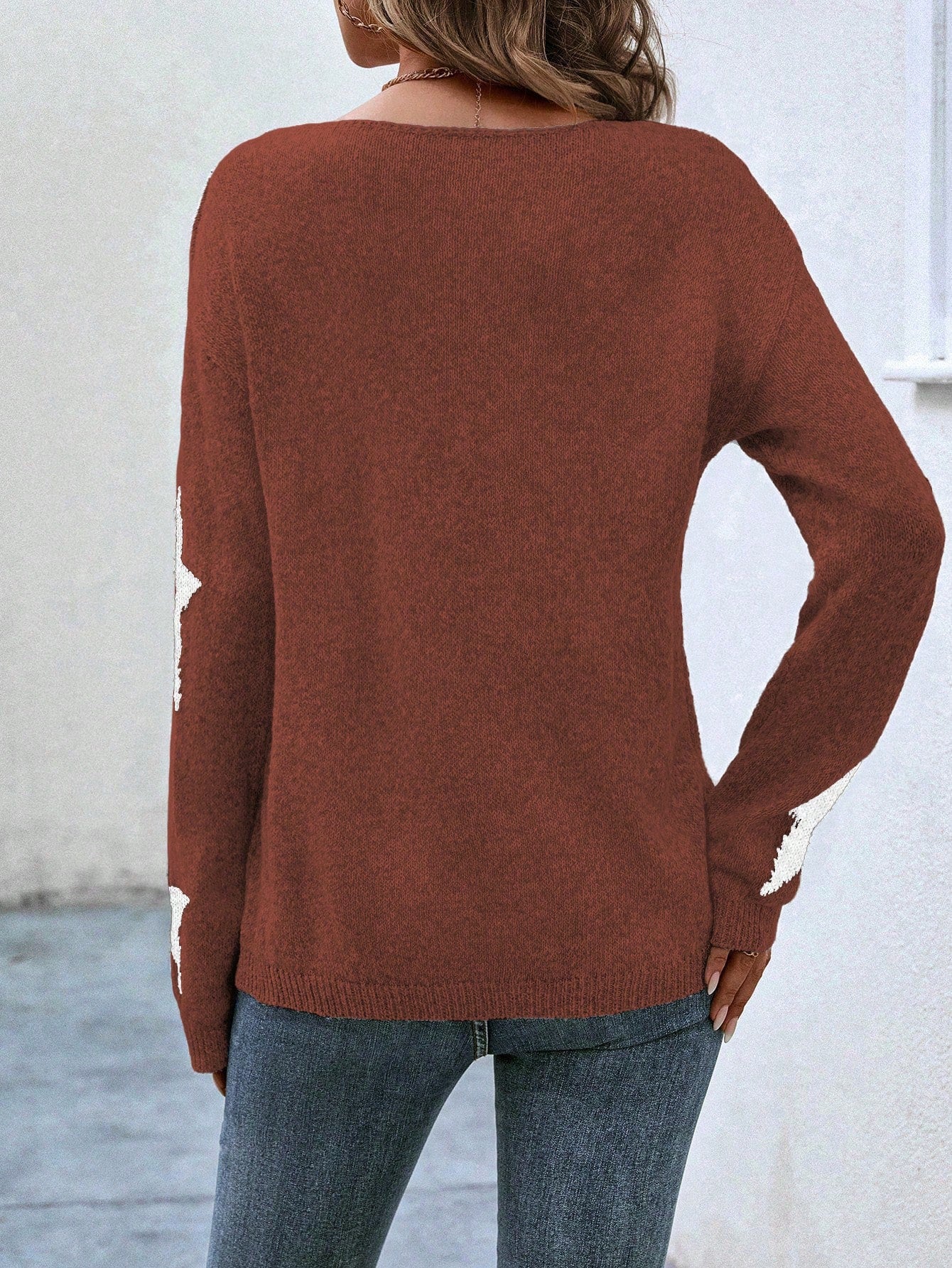 LUNE Star Pattern Drop Shoulder Sweater