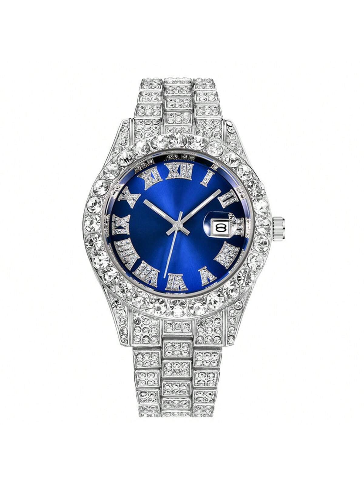 Men's Steel Strap Watch With Diamond Decoration