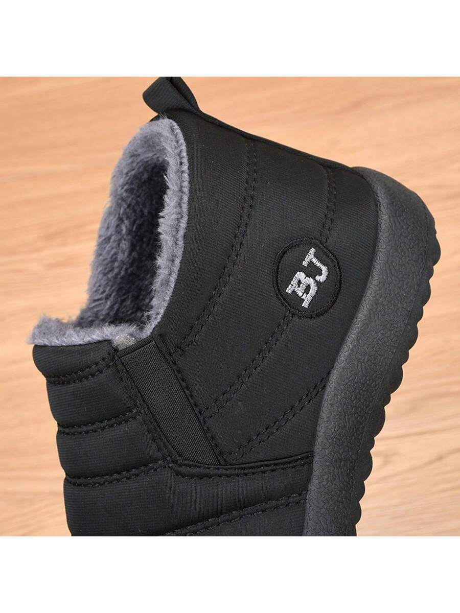 Men's Short Snow Boots With Warm Plush, Soft Sole, Slip-on Style, Black Or Blue, Suitable For Outdoor Activities, Sports, Casual Wear, Cheap, Thick, Waterproof And Anti-slip, Keep Warm In Fall And Winter