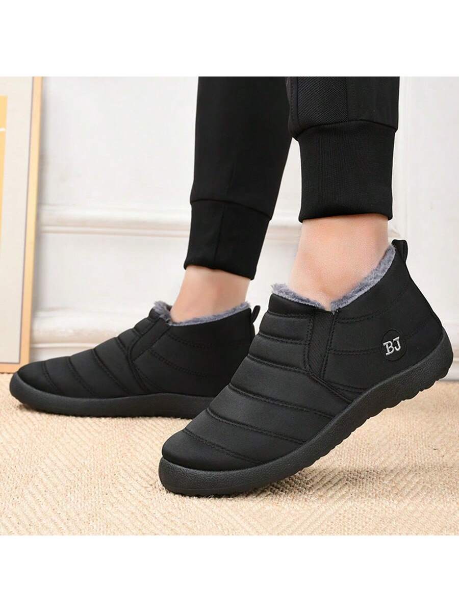Men's Short Snow Boots With Warm Plush, Soft Sole, Slip-on Style, Black Or Blue, Suitable For Outdoor Activities, Sports, Casual Wear, Cheap, Thick, Waterproof And Anti-slip, Keep Warm In Fall And Winter