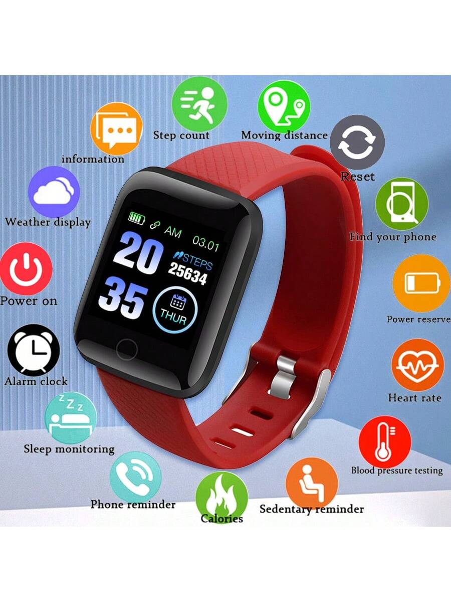 1pc Unisex Silica Gel Strap 1.44-inch Touch Screen Multi-functional Electronic Watch With Machine That Needs To Be Connected To Usb Interface For Charging (no Built-in Usb Charger)