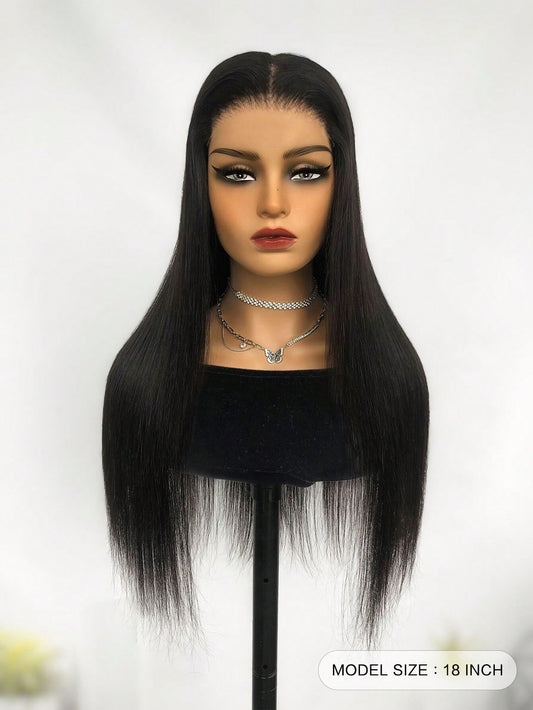 Glueless Hd Lace Front Straight 6 X 4 16-20 Inch 180% Lace Closure Wigs Natural Color Pre Plucked Hairline Silky Wear & Go For Beginners