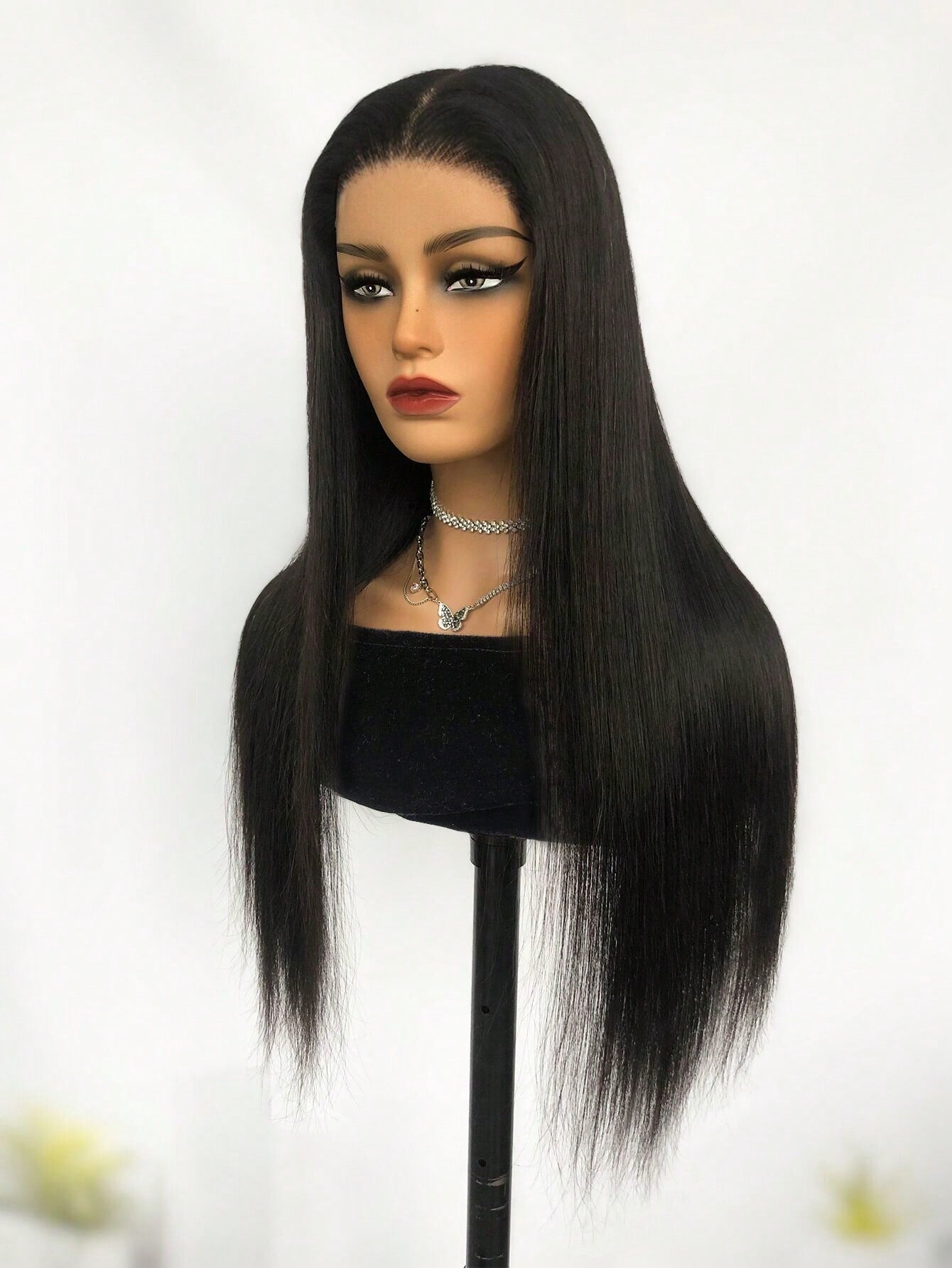 Glueless Hd Lace Front Straight 6 X 4 16-20 Inch 180% Lace Closure Wigs Natural Color Pre Plucked Hairline Silky Wear & Go For Beginners