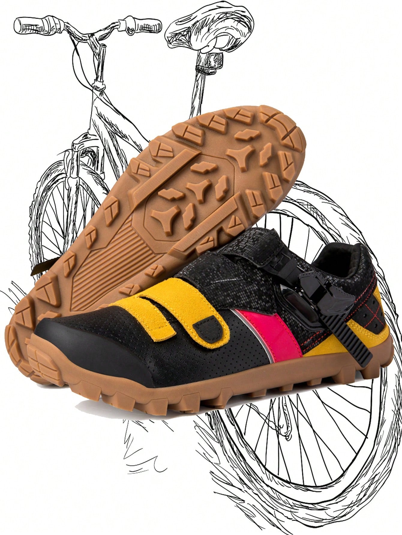 Fashionable Color-Contrasting Unlocked Cycling Shoes